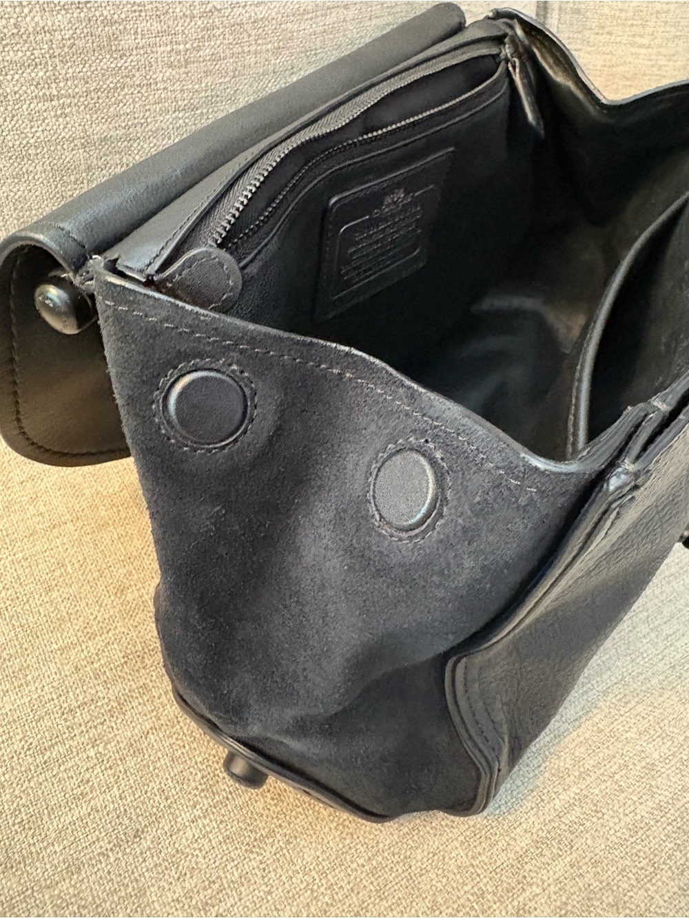 Coach Vintage Black Small Suede & Leather Satchel Top Handle Turnlock with Strap - Picture 6 of 14